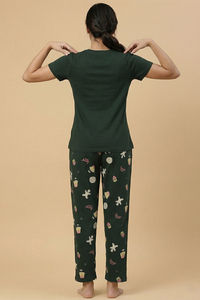Zivame Farm Lore Knit Cotton Pyjama Set - Pine Grove — thumbnail 3